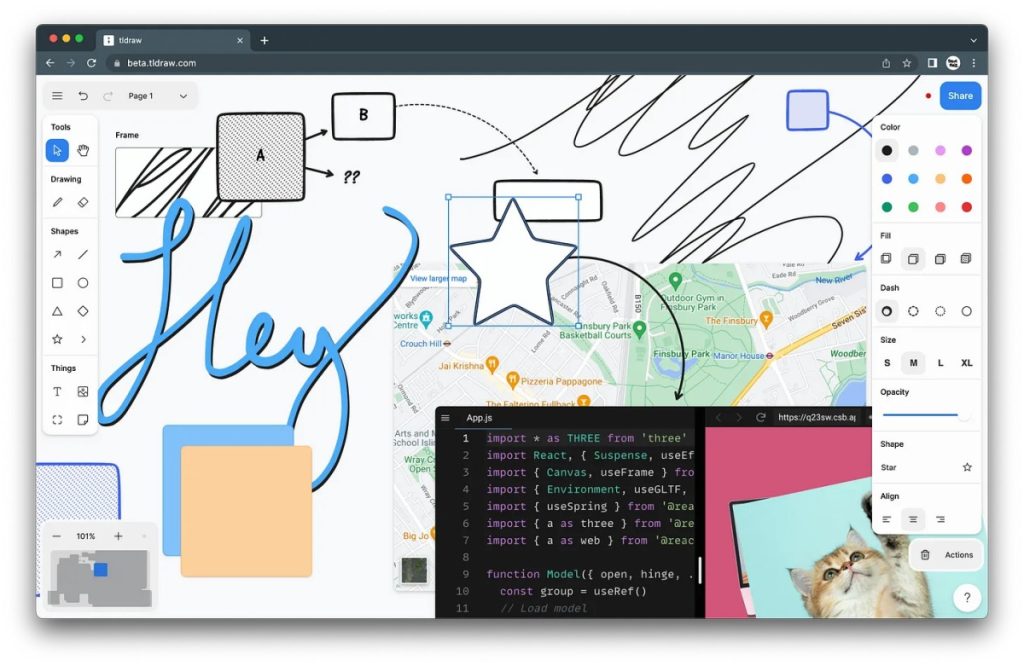 TLDraw offers a collaborative whiteboard without any login • TechCrunch